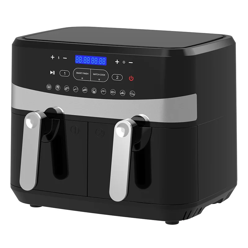 Dual Air Fryer 9l Digital 2400w Double Basket Oilfree Diet Fryer Smart