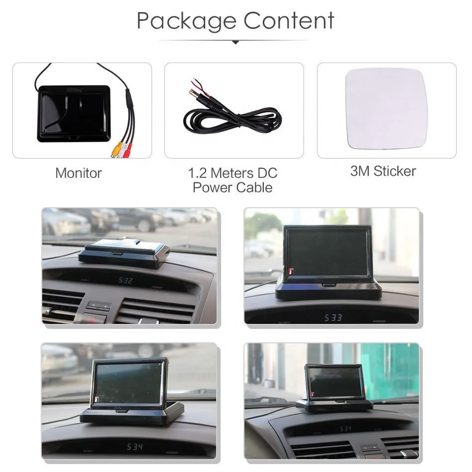 IPoster 5" Touch Screen Foldable Car Rear View Monitor for 12V Car