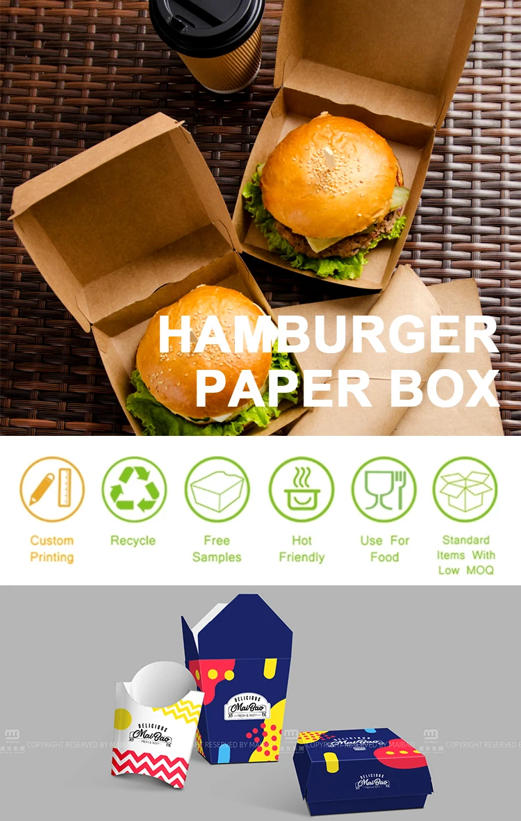 Custom for hamburger french fries fried wing paper boxes togo snacks fast  food packaging container takeaway burger chicken box - AliExpress