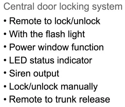 2 Masters Central Locking System and Keyless Entry System with Siren ...