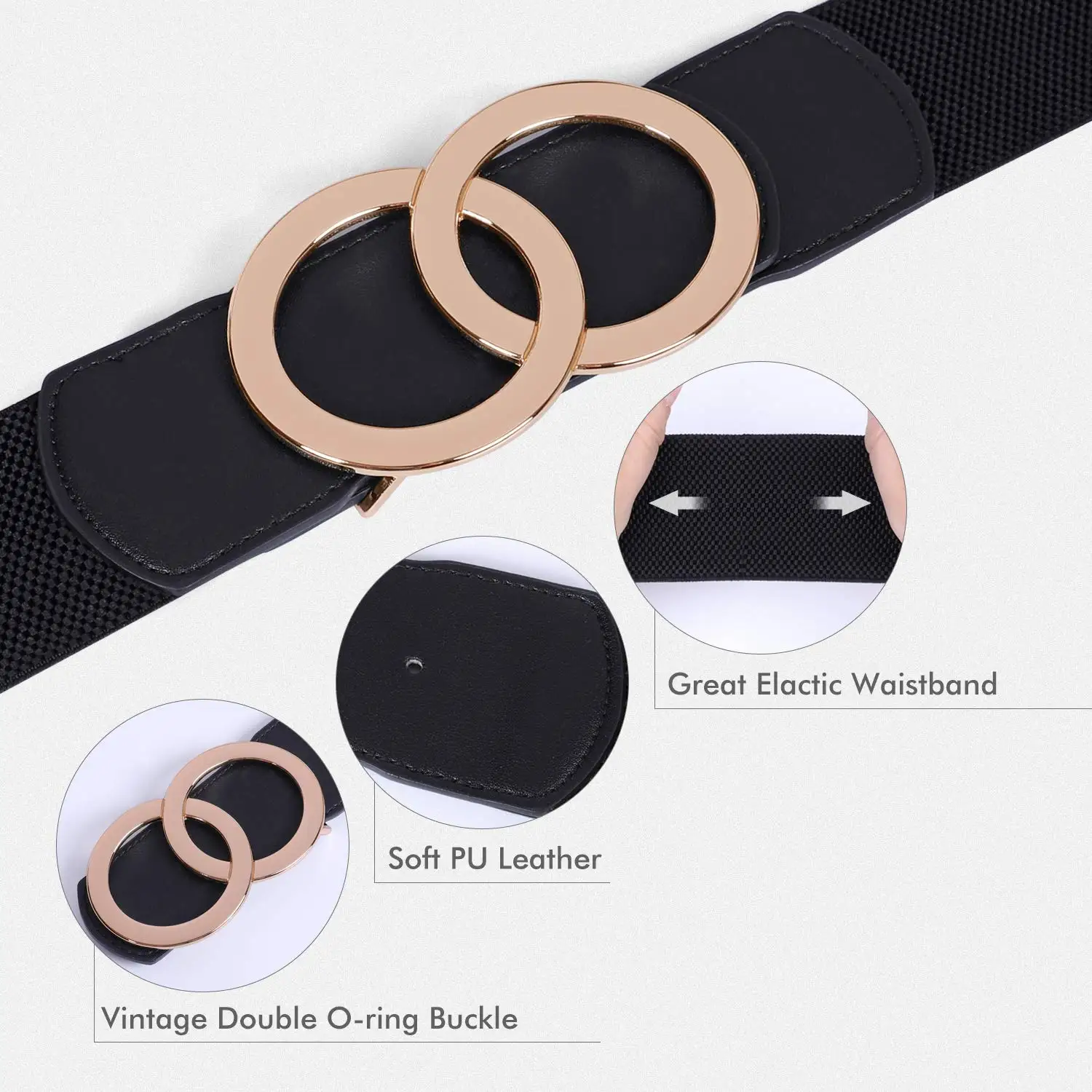 Women Stretchy Wide Waist Belts,Ladies Elastic Belt For Dresses Double Ring Buckle Z197 Buy
