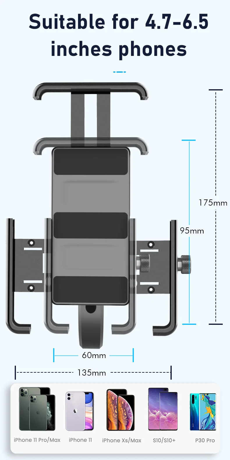 Aluminum Alloy Cycling Mobile Phone Holder 360 Rotation for Electric Bike & Motorcycle for Bicycle Parts