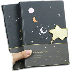 Wholesale Cheap Customised Eco Friendly Starry Notebook Black Paper Journals Journal Self-care Study A4 Pocket Kawaii Planner
