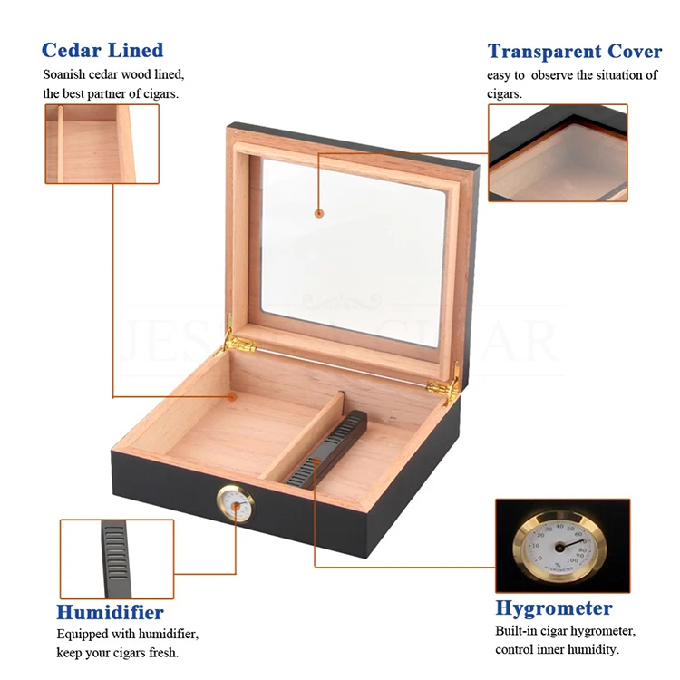 HIZLJJ High Gloss Cigar Humidor Cigar Box 100% Real Solid Spanish Cedar  Wood, Luxury Hygrometer and …See more HIZLJJ High Gloss Cigar Humidor Cigar