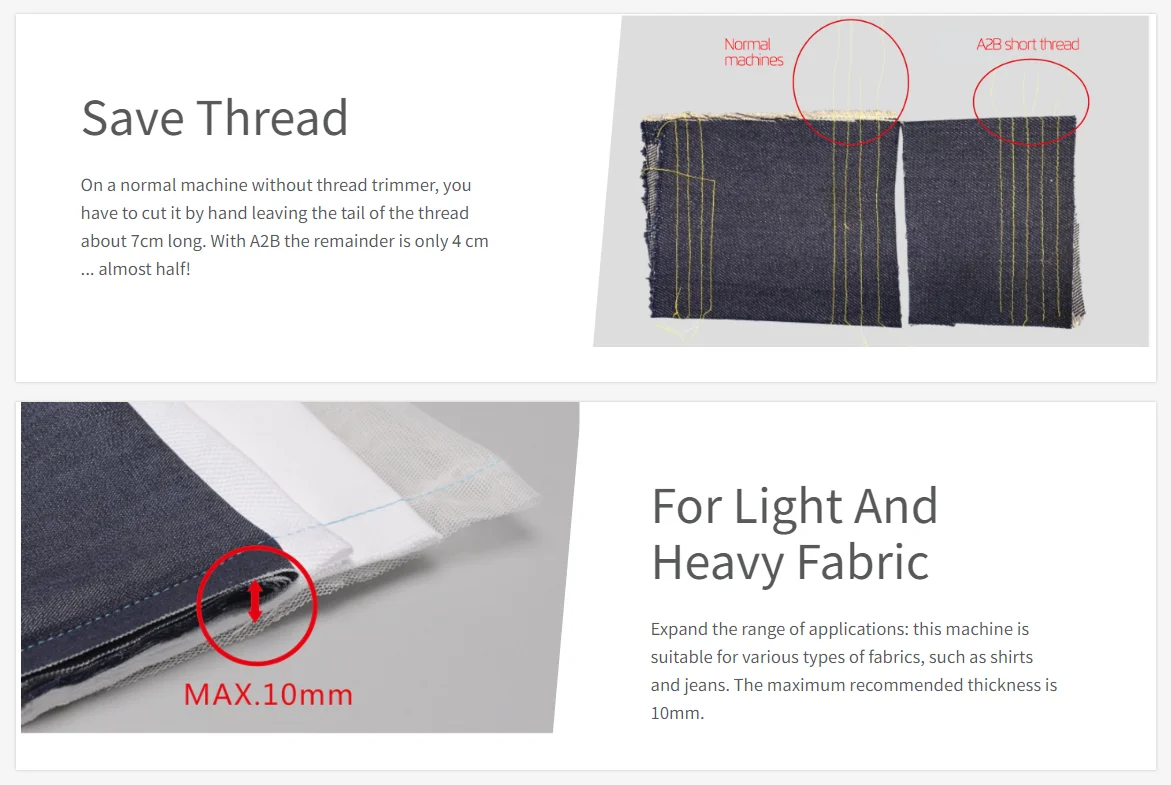 Industrial Sewing Machine JACK A2B Lockstitch With Automatic Thread Trimmer