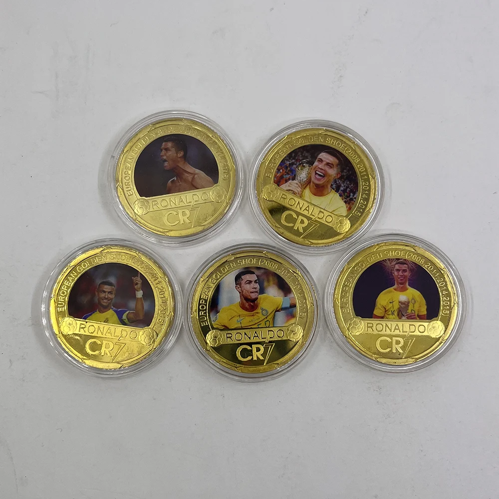 개인 맞춤형 축구 선수 스타 크리스티아누 호날두 스포츠 기념품 챌린지 각인 24k 금도금 코인 수집용