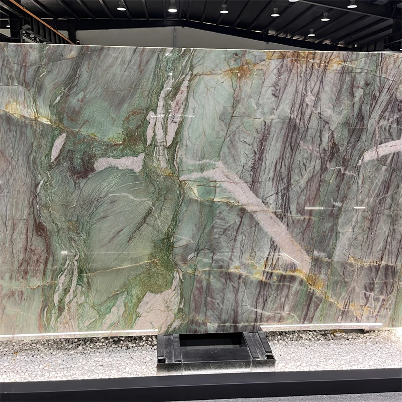 product luxury royal green quartzite slab high quality exotic stone countertop interior wall decor customized sizes similar marble tile-1