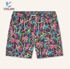 Fashion New Design Zippered Back Pockets Swimming Trunks Breathable Swim Trunk Man  Quick Dry Print Beach Shorts