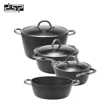 DSP Hot Sale Best Kitchen Accessories Aluminum Cookware Sets 7pcs Pots With Lid Cookware Pan Set