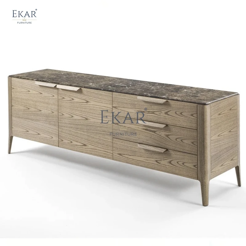 Elegant Solid Wood Sideboard with Stylish Fabric Storage Solution for Modern Home or Hotel Dining Rooms Home Furniture