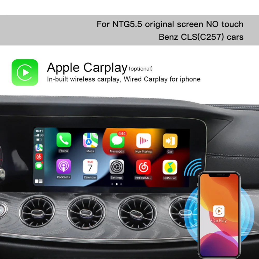 Premium Wireless Android Auto Full Screen LVDS Interface for Mercedes Benz CLS C257 NTG 5.5 Car 12.3 Inch Without Touch