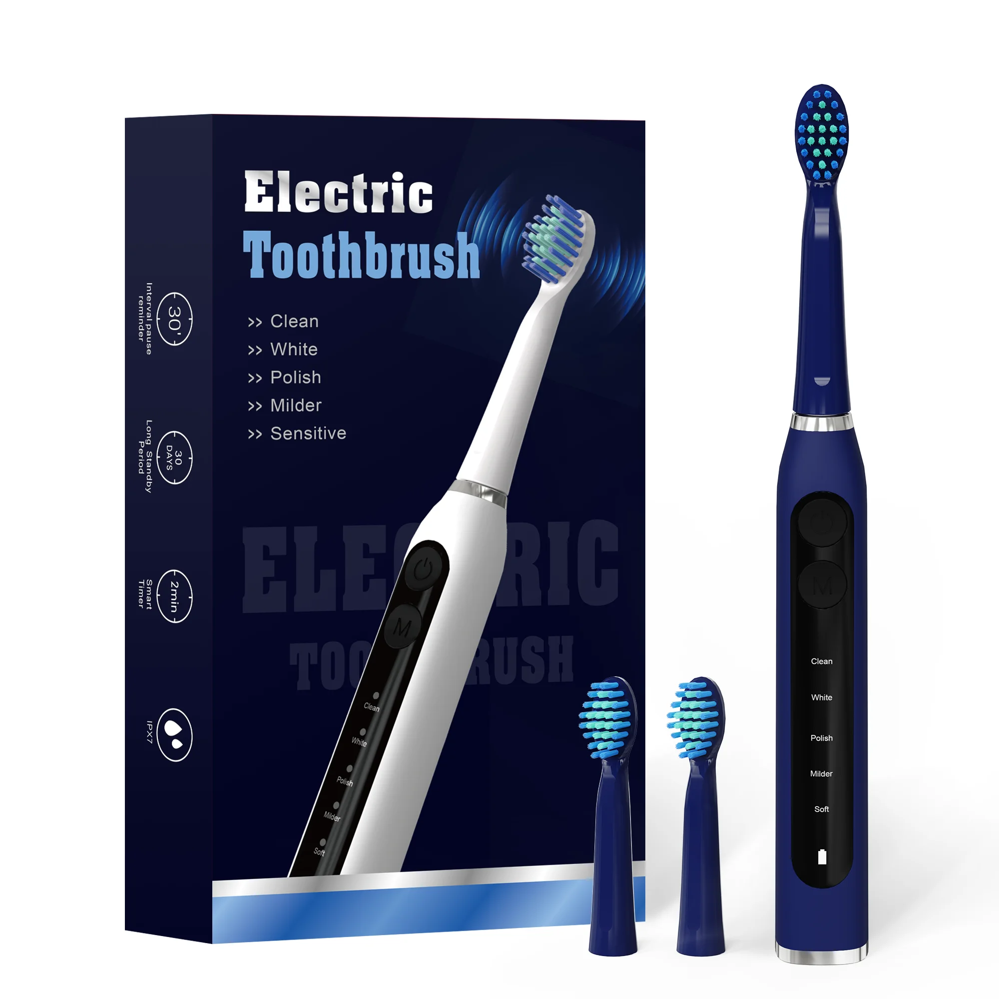 New Factory Wholesale High-quality IPX7 Waterproof Electric Toothbrush with 5 Cleaning Modes