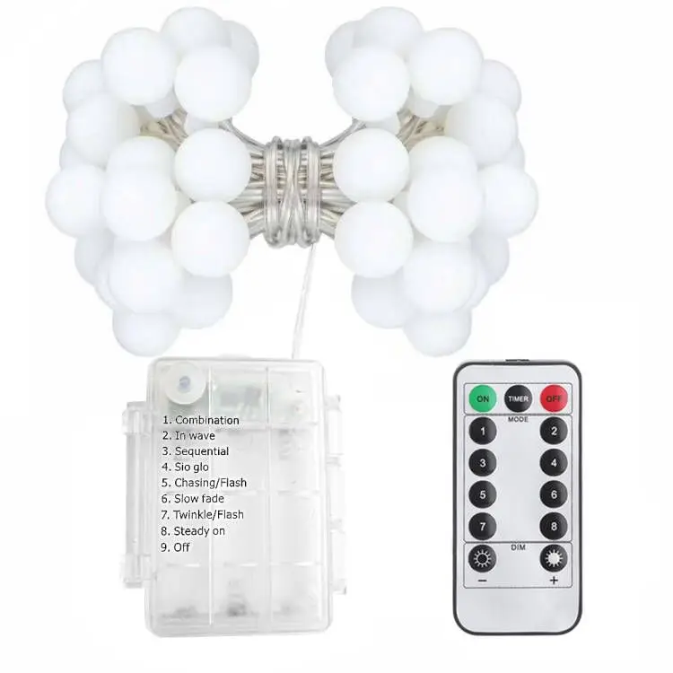 Remote control LED small white ball festival decoration outdoor indoor Christmas frosted ball colored lights string