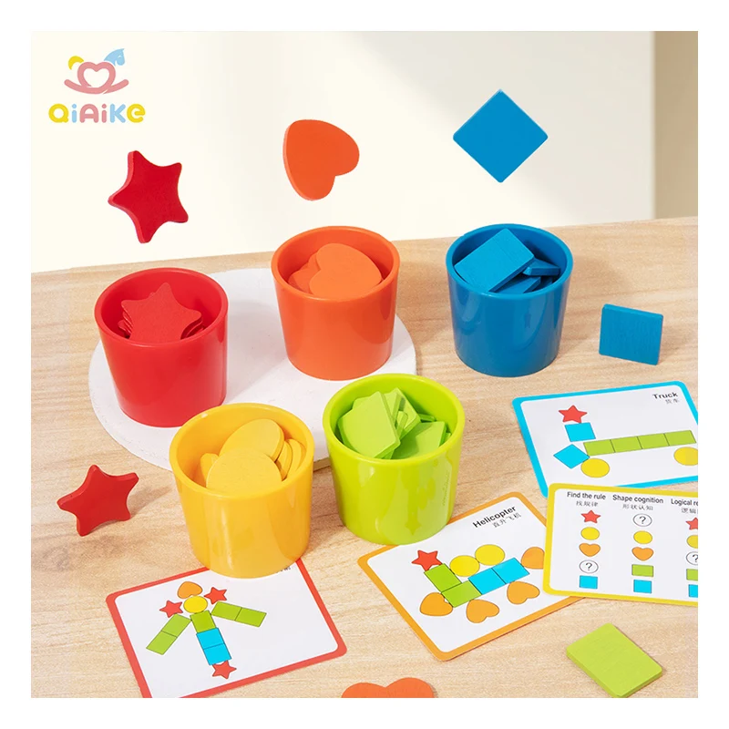 Qiaike Montessori Toys Kindergarten Toys Educational Color Sorting Cups Cognitive Matching Sensory Baby Toy for children 3 to 6