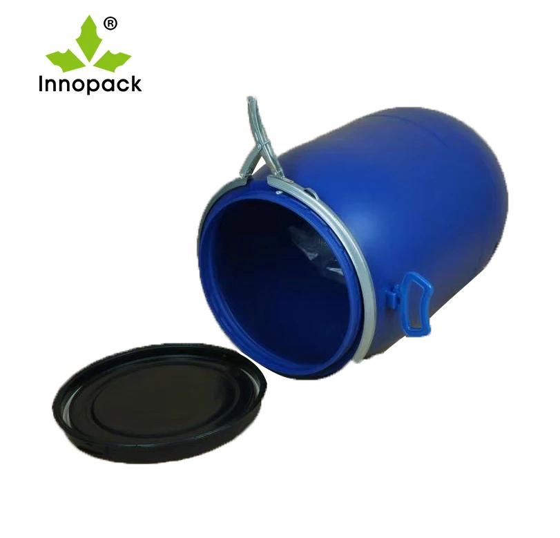 200 Liter HDPE Blue Plastic Oil Drum with Two Spout Lid and Lock Ring