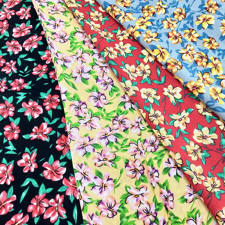 В наличии разблокированная ткань из поплина из искусственного шелка с цветочным принтом Challis Spun, ткань из 100% вискозы с принтом для платьев