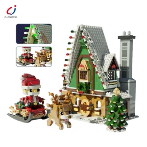 Trending Hot Selling Gift Block to Build 1452pcs Big DIY Christmas House Creative Kids Toy House Building Blocks With Light