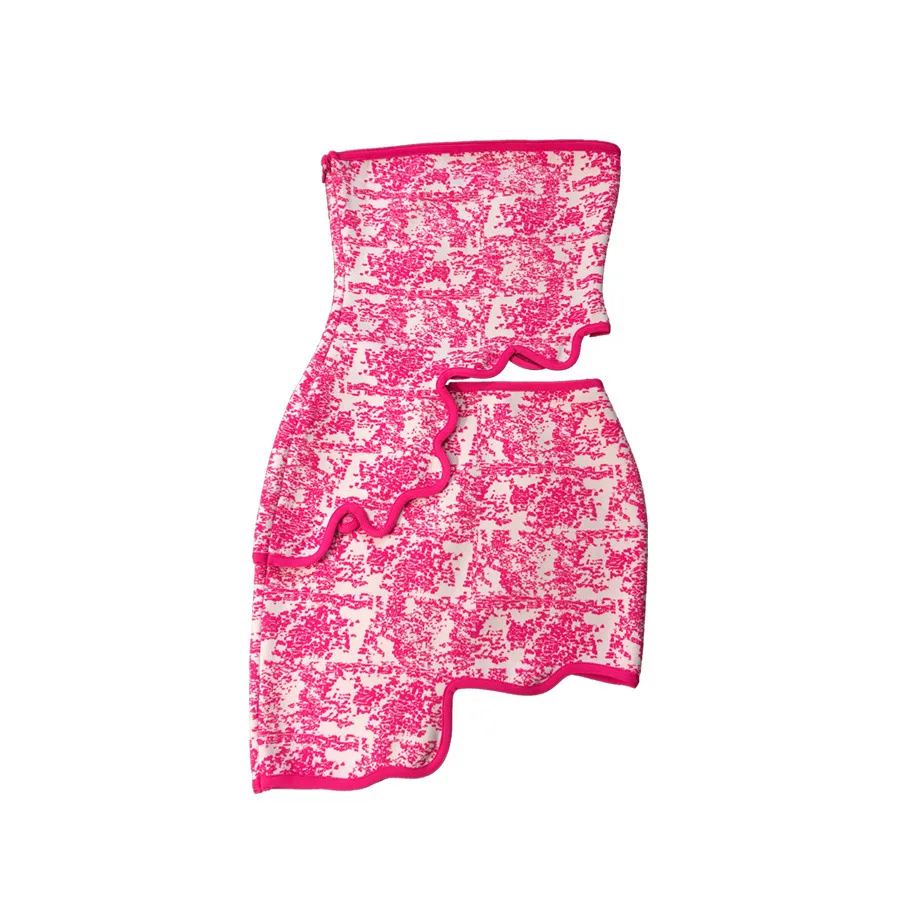Strapless asymmetric two-piece set detail