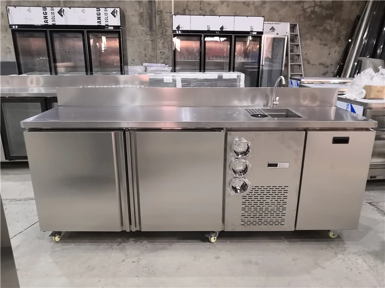 New Arrival  Factory Offered Various of Bubble Tea Preparing Working Station Table Counter Milk Tea Counter Fridge
