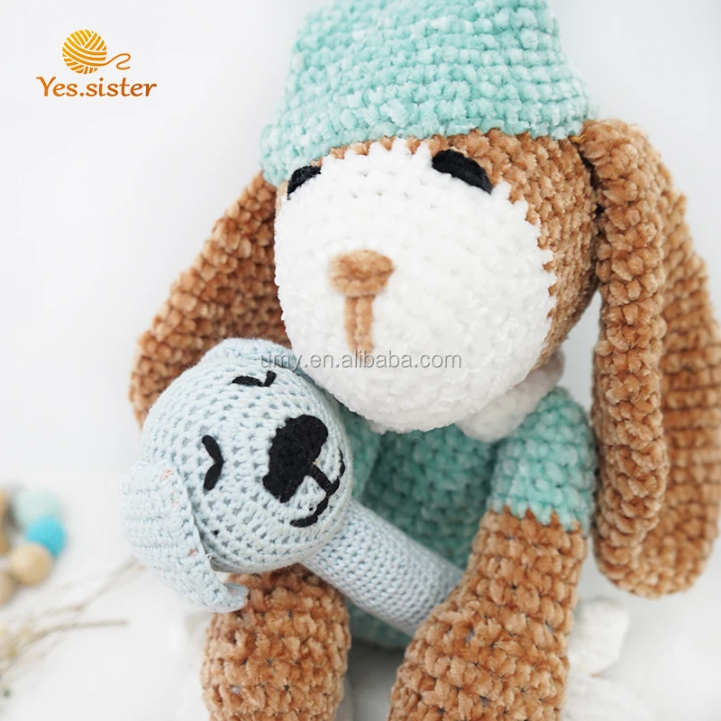 Custom Kids Handmade Stuffed Animals Plush Soft Toy Chenille Crochet Dog Amigurumi
