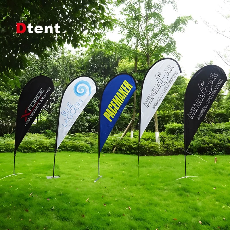 Custom Fabric Advertising Promotion Teardrop Flags Mockup Hem Beach World Banners Pole Light Customised Market Feather Bunting
