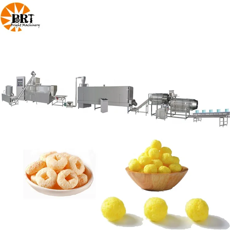 Automatic Puffing Cheese Ball Crispy Snack Food Puffs Extruder Making Machine Price Corn Puffed Snacks Machine