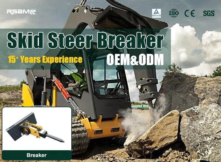 90-120 Bar Skid Steer Attachments Hydraulic Rock Breaker 700-1200 Bpm