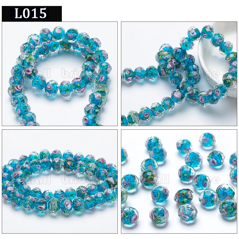 12mm Multicolor Murano Faceted Glass Lampwork Beads for Jewelry Making Diy Beads Flower Transparent Round Beads details