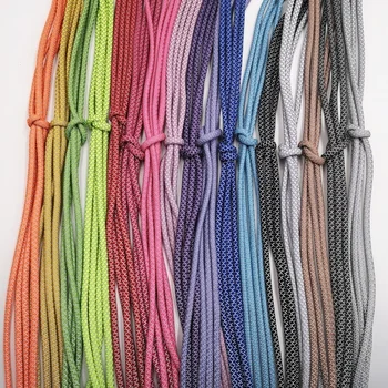 Hot selling Multi-colored round braid shoes reflective shoelaces style