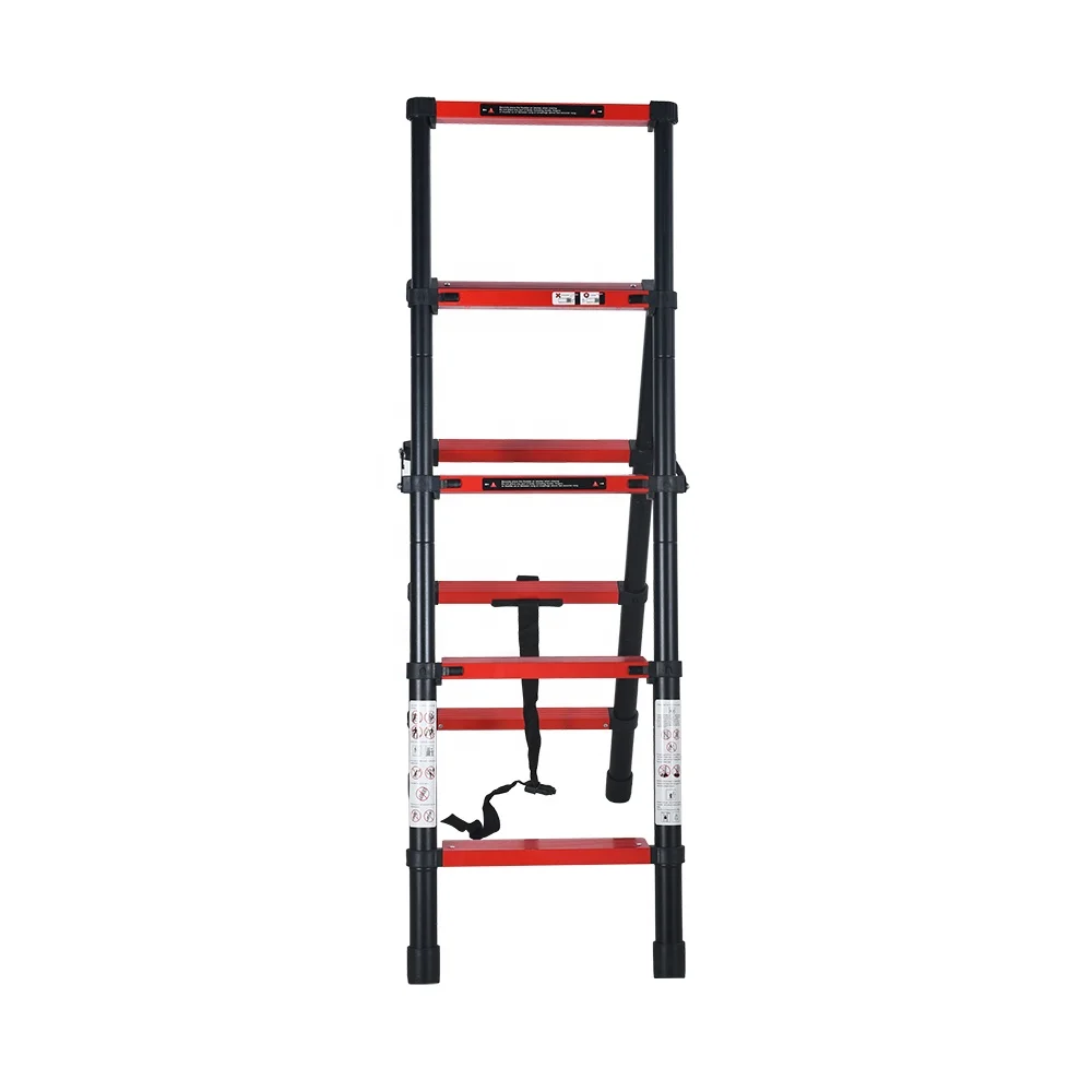 China Telescoping Ladders Two Sides Steps Adjustable Safety Anti-Skid Ladders Escaleras Telescopicas De Aluminio Plegables