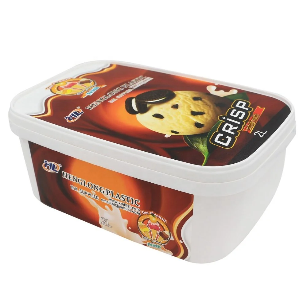 2l Square Plastic IML Ice Cream Container Wholesale Manufacturer