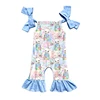 Easter Bunny Bow Strap Ruffle Romper