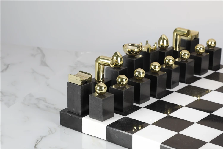 Chess Set - Black + Gold Handcrafted Beautiful Decorative Table Games -  L'OBJET