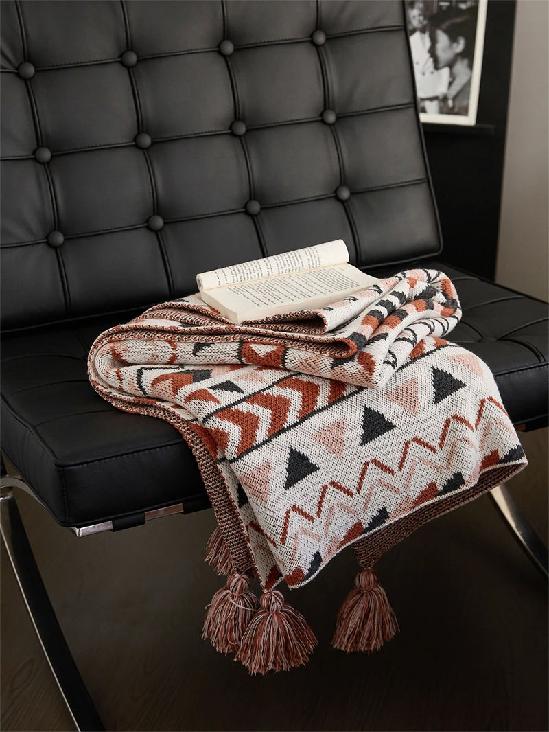 Acrylic Knitted Throw Blanket Throws For Sofa Bohemian style New Pattern HP Super Soft Luxury manufacture