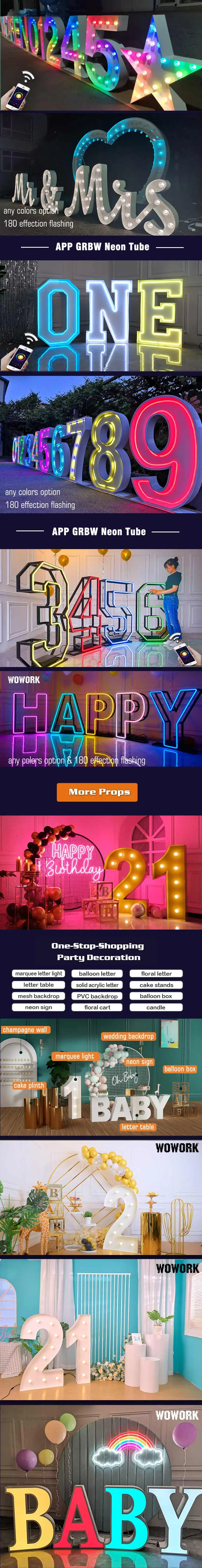 Wowork Wedding Standing Outdoor Decorative Big Acrylic Stand Neon Sign