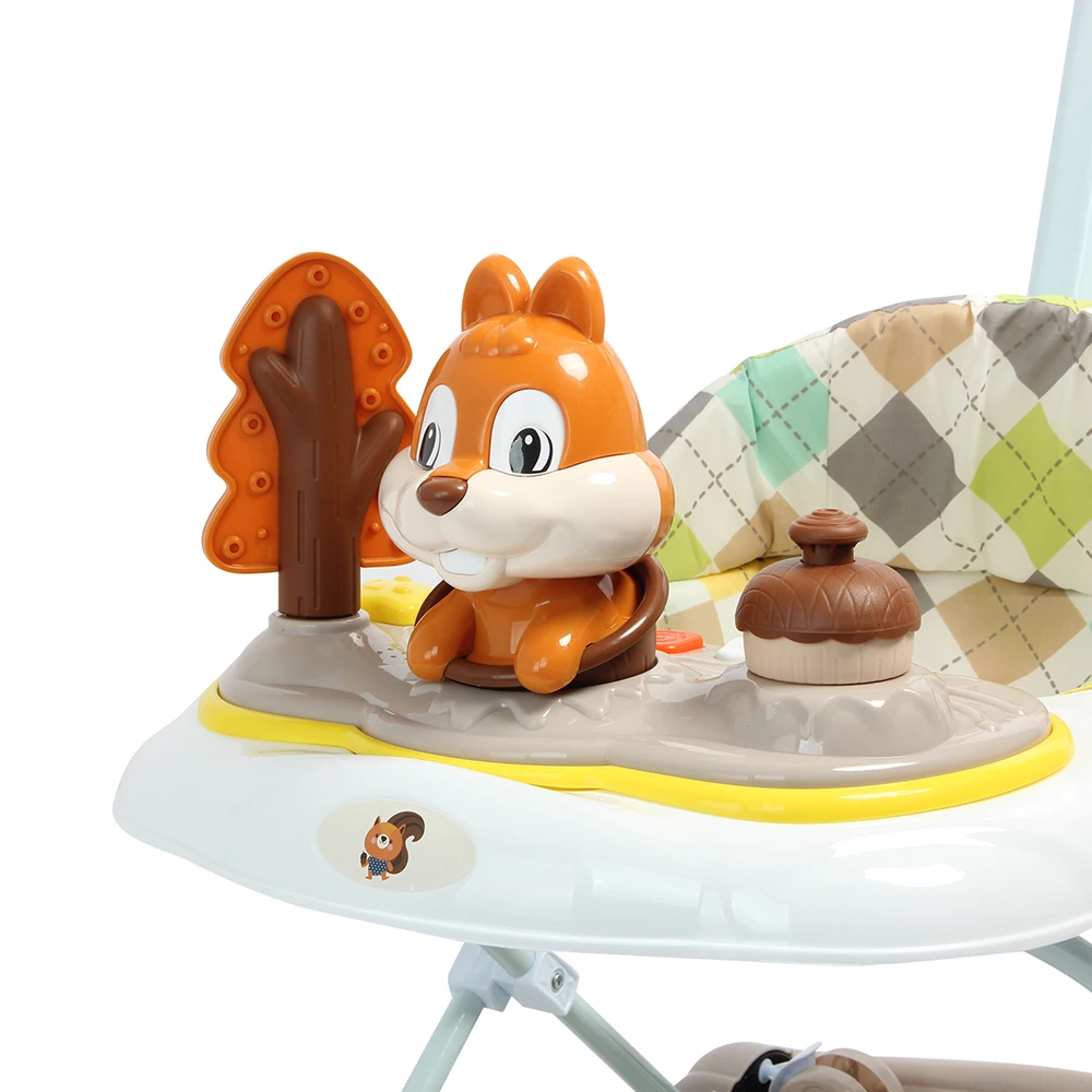 Factory  3 in 1 Multifunctional Cartoon Collapsible Rocker Baby Walker with Canopy