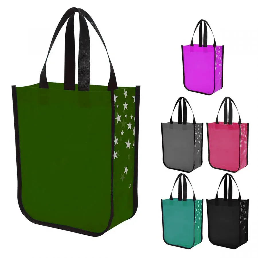 Custom Logo Printed Recycle Grocery Tote Fabric Pp Nonwoven Non Woven