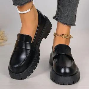 Small PU Leather Shoes for Women, New Spring Thick Soled College Style Single Shoes for Women