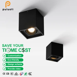 PULUOTI White/Black Round GU10 Aluminum Surface Mounted LED Spotlight Ceiling Light Surface Mounted Light Fixtures