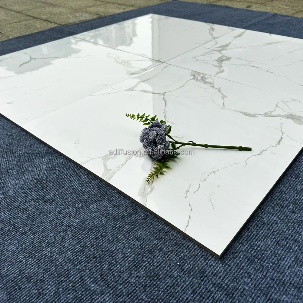 Tiles Polished Porcelain Stone Carrara Marble 60x60cm White Modern