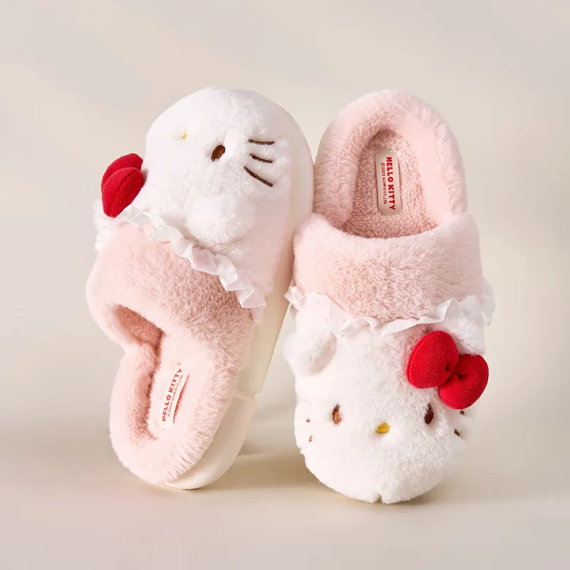 Cute Winter Slippers with Hello Kitty Design Warm Soft