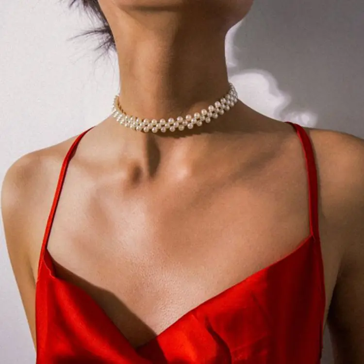 Choker Necklace,Pearl Short 