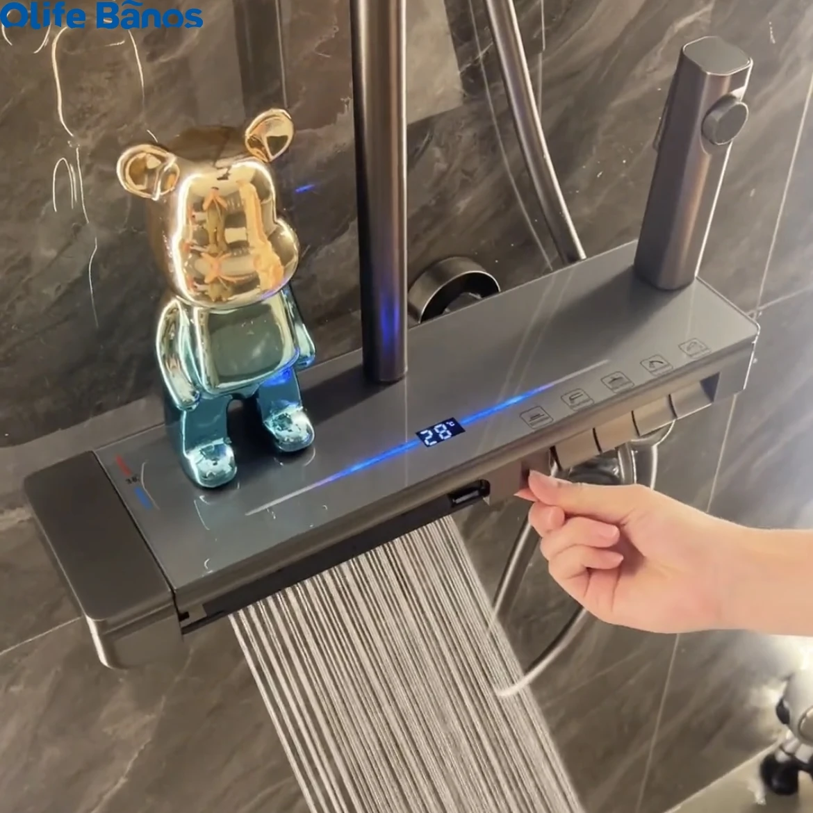 Brass Wall Mounted Shower Digital Atmosphere Light Piano Digital