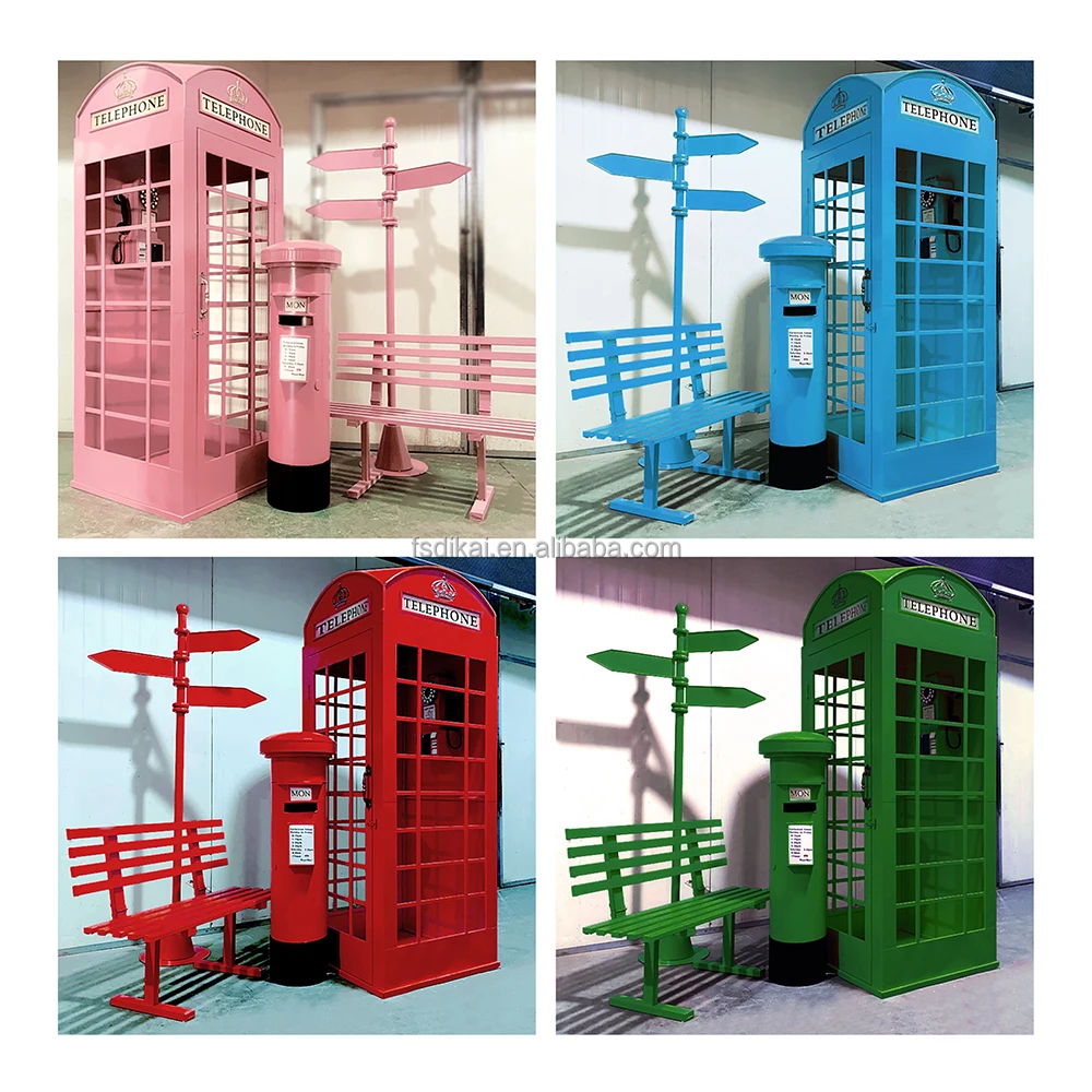 Hot Sale Pink Telephone Booth London Retro 360 Earphone Booth Handmade