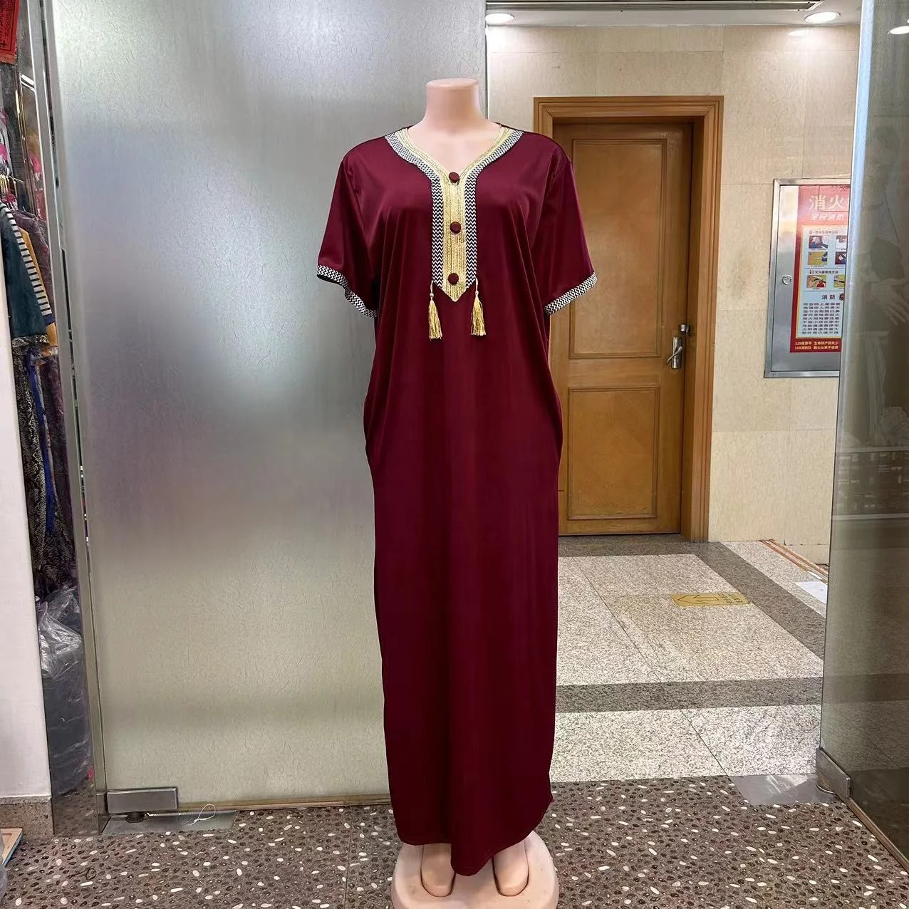 New African Fashion Loose Multi Color Gold Weaving Tassel Style Clean Color Simple Latest  Design Women Dress