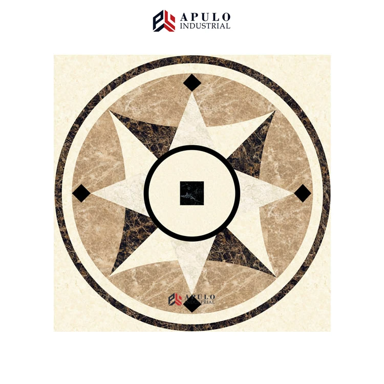 Factory Direct Sale Custom Design Round Marble Tiles Floor Stars Pattern Waterjet Hall Flooring 1200mm for Living Room Patterns