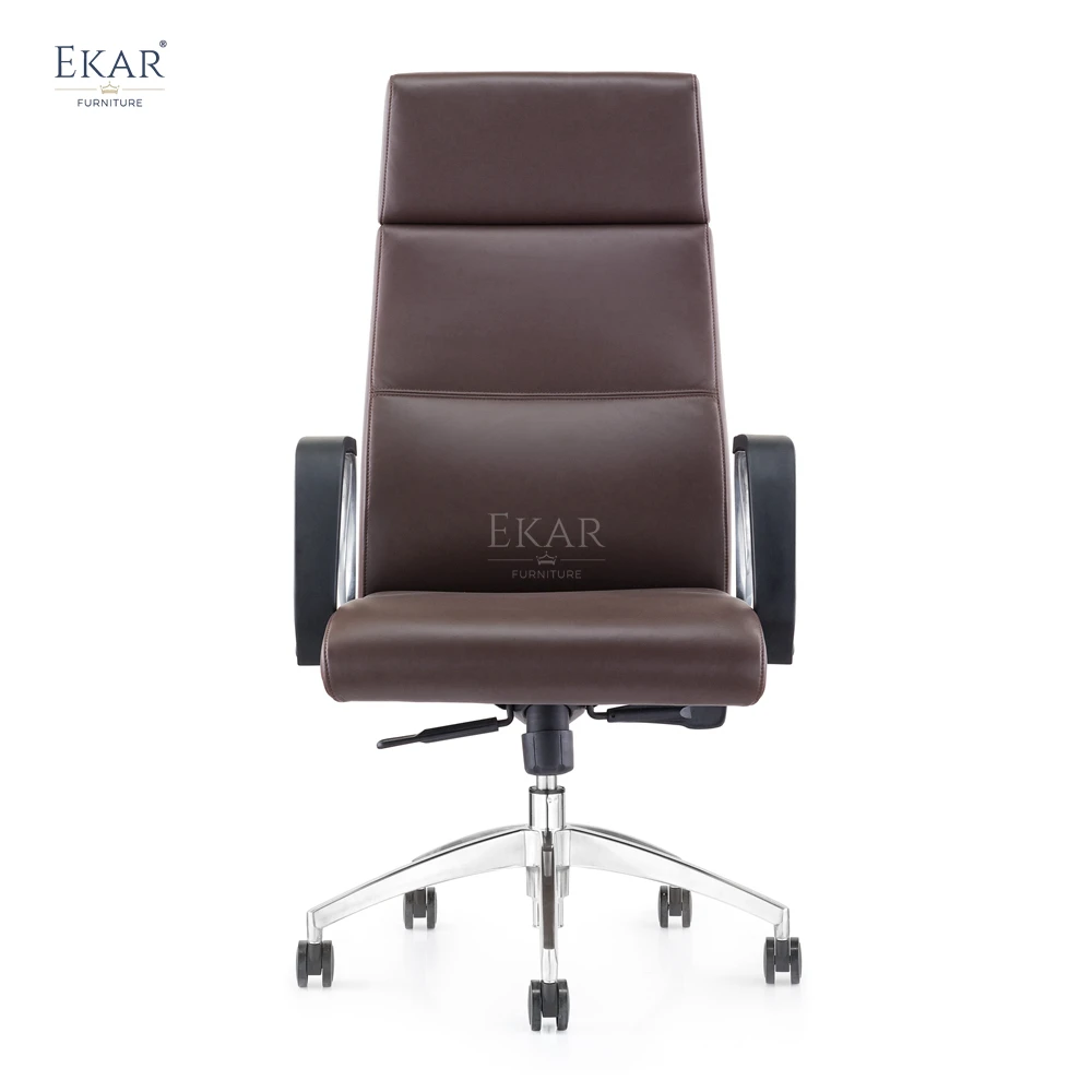 Elegant Italian Imported Top-Grain Leather Office Chair with PU Soft-Padded Armrests details