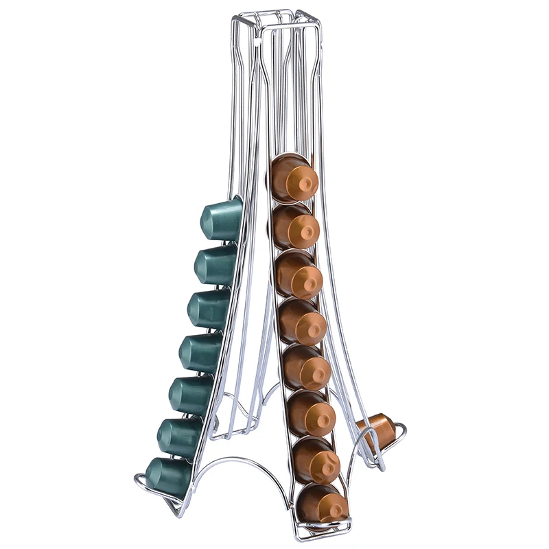 Unit Standing Tower Type Golden Metal Coffee Capsule Holder for 40 Pods About 37MM