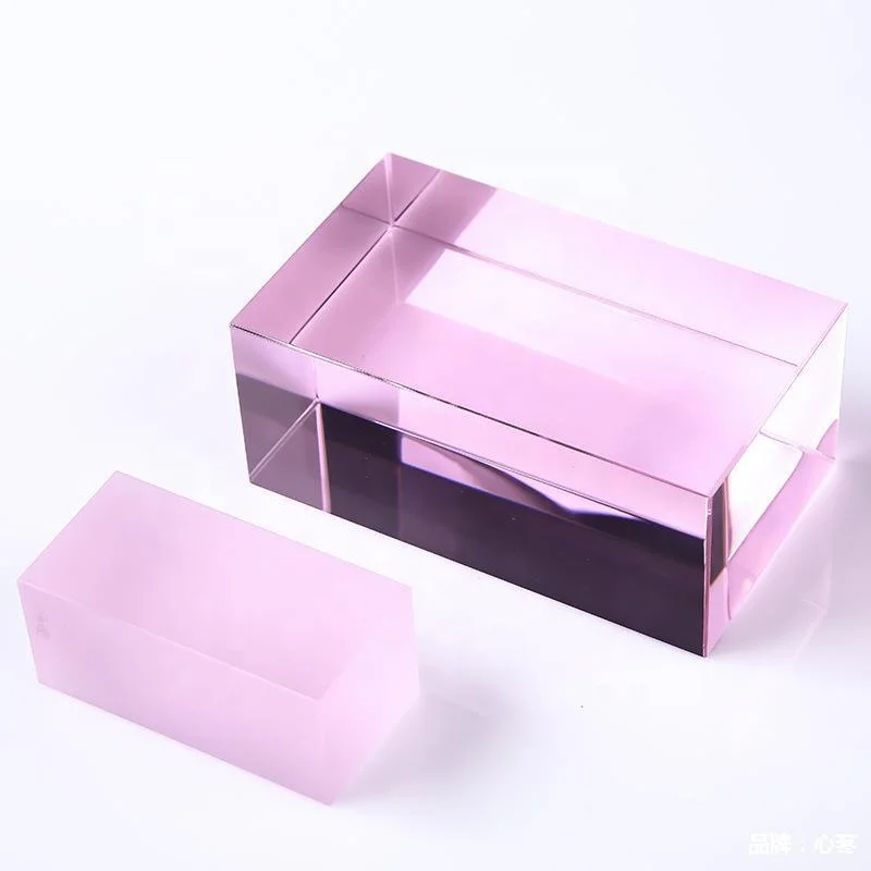 Factory Personalized Polished Crystal Cube Brick 3D Laser Engraved Photo Frame Plate Customizable Cylinder Glass Block Craft