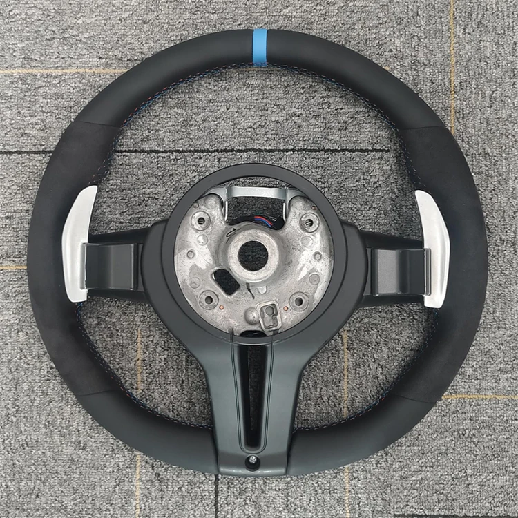 Volante de fibra de carbono con fondo plano y dos caras de ante para BMW Serie E E87 E81 E82 E90 E91 E92 E84 E89 E70 E71 (en stock)_voghion.com